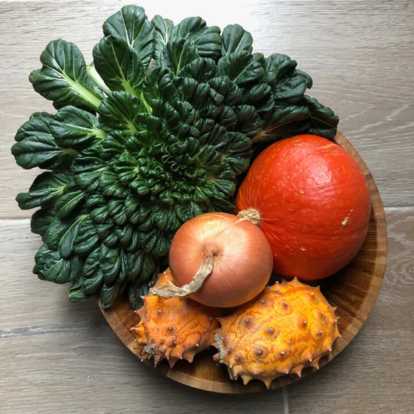organic vegetables in a wooden bowl. Ageing and health