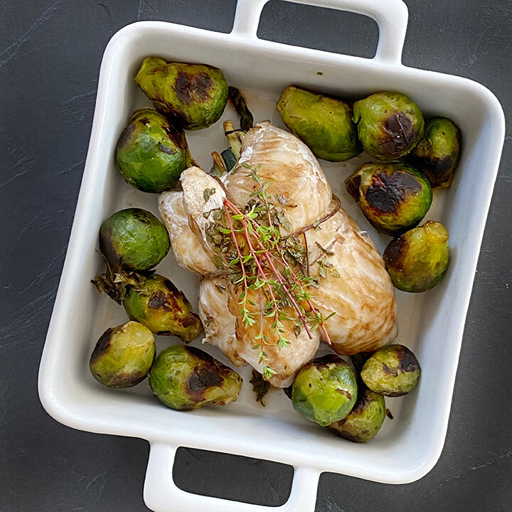 brussel sprouts and fish, cooking for one