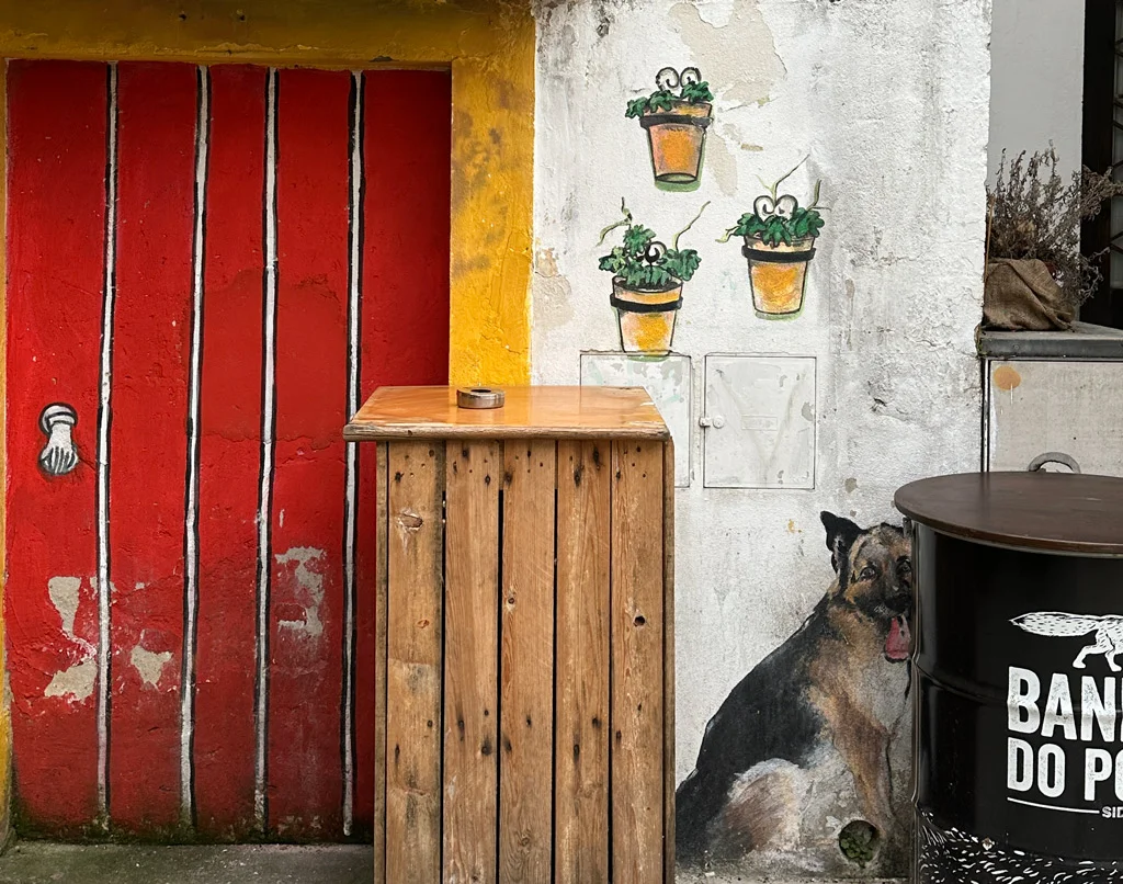 Red door and street art