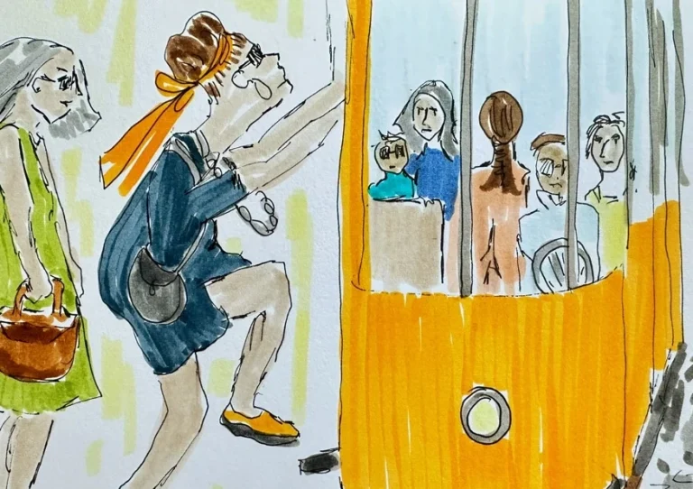 women getting on bus copy