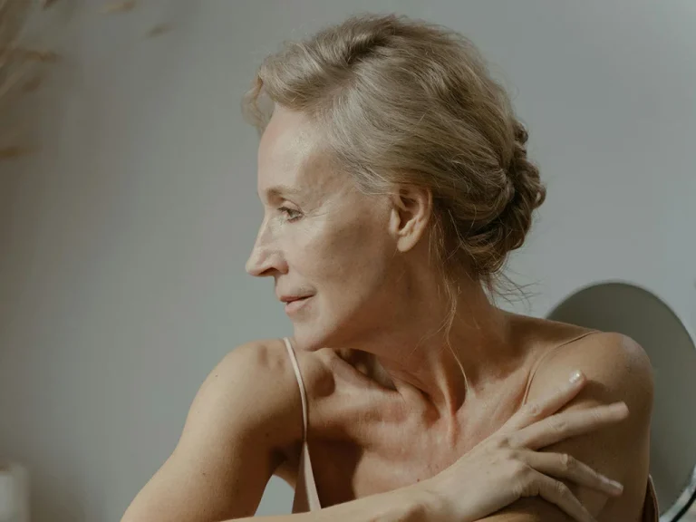 older woman in profile,Skincare