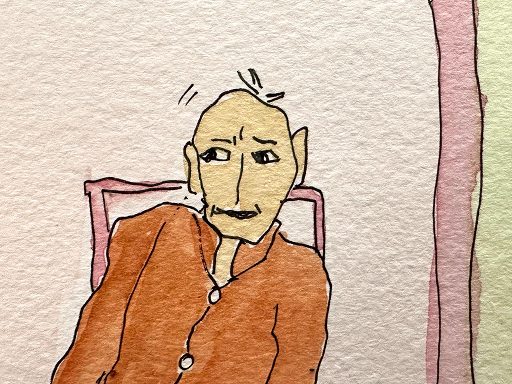 Man sitting on a chair, illustration