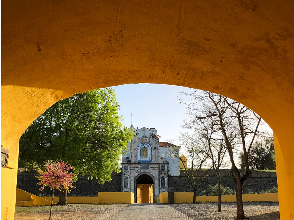 Elavas entrance taken from a yellow tunnel, Alentejo